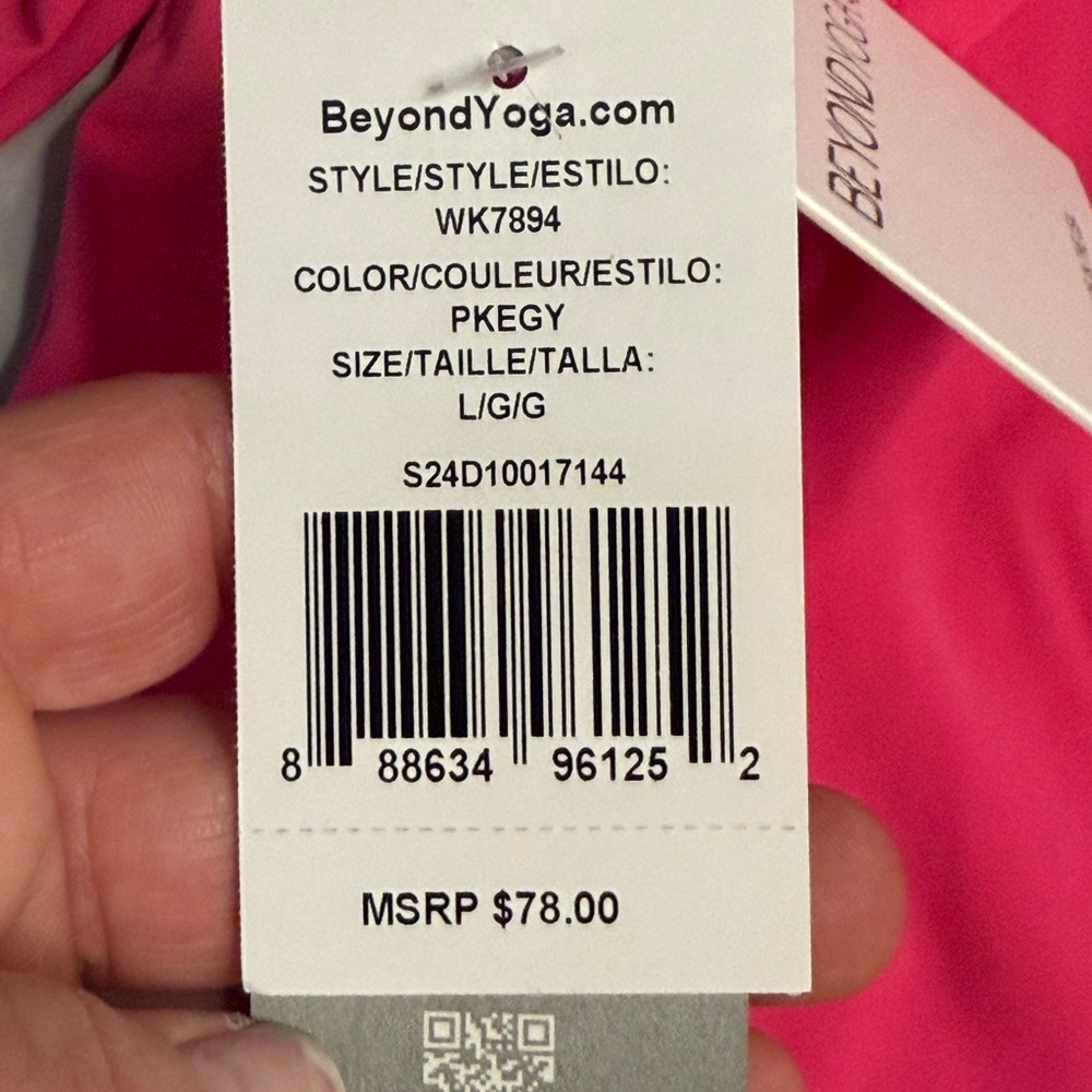 Beyond Yoga open back crop top long sleeve  pink LARGE athleisure barbiecore - Picture 9 of 11